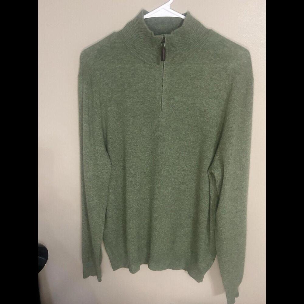 NWT Christian Lacroix 100% 2-Ply Cashmere Sweater Mens Large Green Holiday